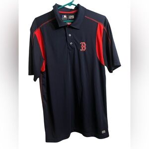 MLB Boston Red Sox Polo Shirt Men's Size L Navy Blue Short Sleeve Quick Dry